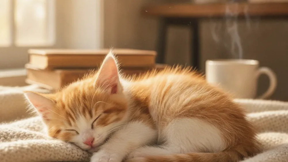 A long-haired kitten being gently groomed with a soft slicker brush.